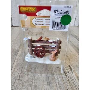 Lemax rustic wooden fence rabbit cardinal bird Halloween village accessory new